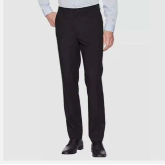 NEW Kenneth Cole Reaction Mens 32 X 30 Black Super Flex Waistband Dress Pants - Picture 1 of 9